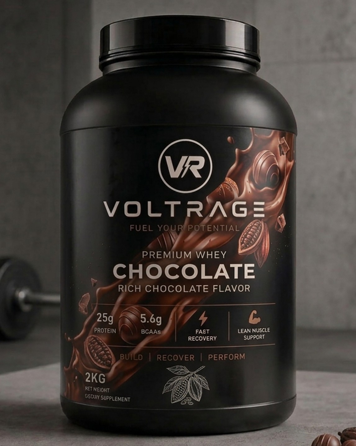 Voltrage Decadent Chocolate 100% Whey Protein, 5 lbs tub
