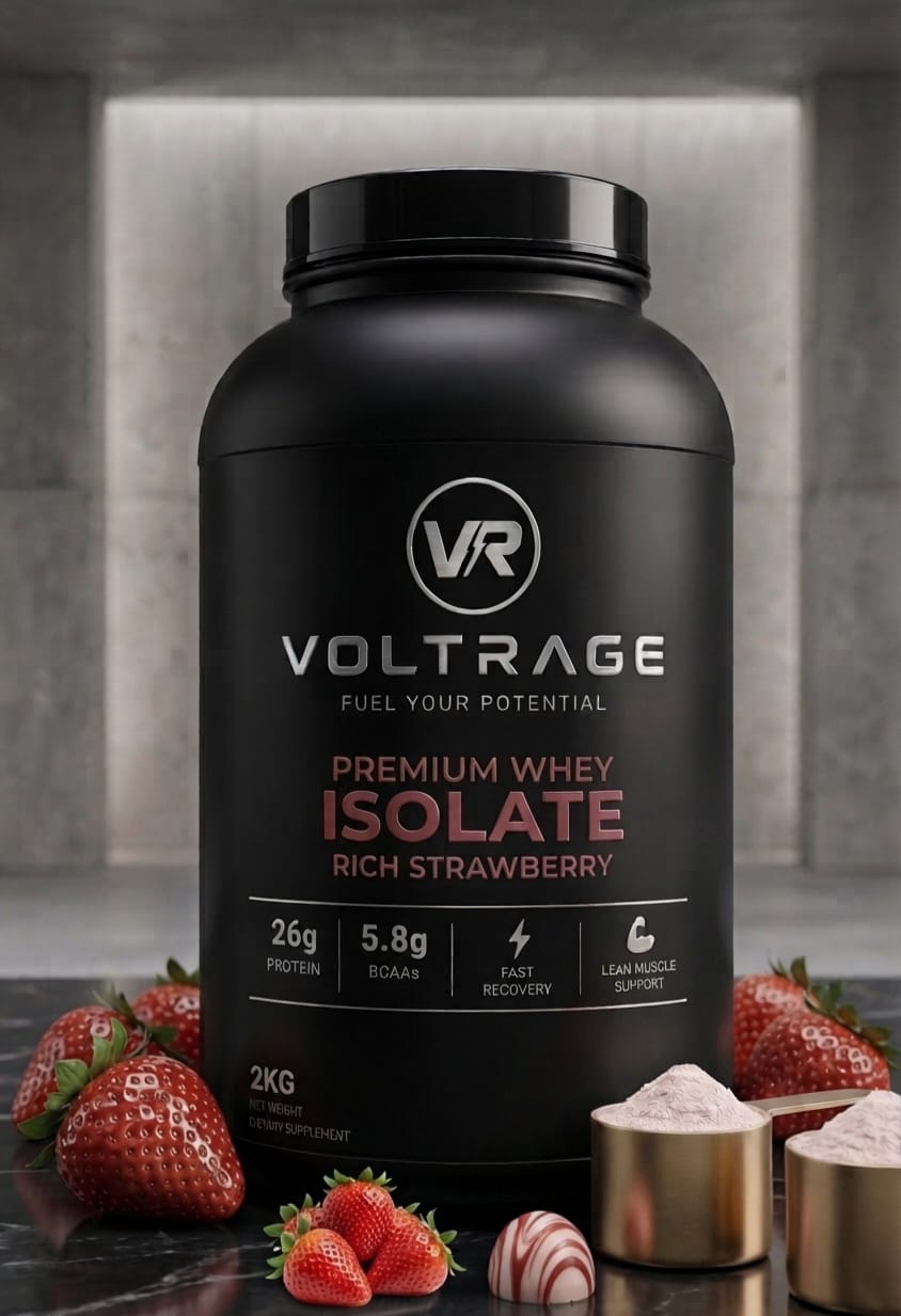 Voltrage Sweet Strawberry Pure Whey Isolate tub